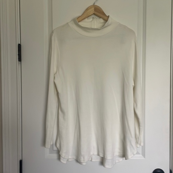 Chico’s Women’s Mock Turtleneck Tunic Blouse Cream L - Picture 1 of 6